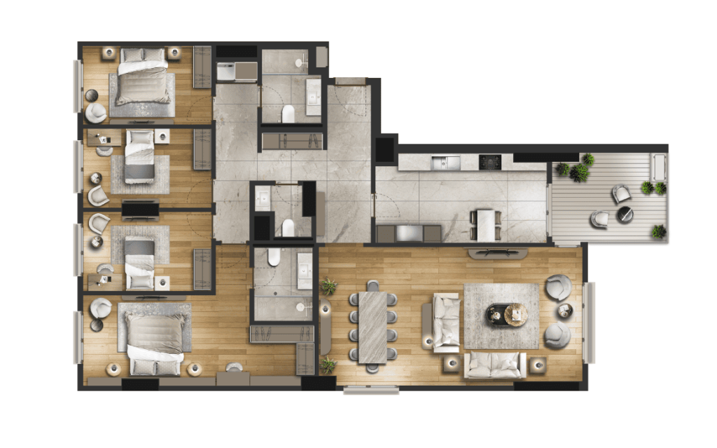 Планировка 4+1 • 236–329 м²