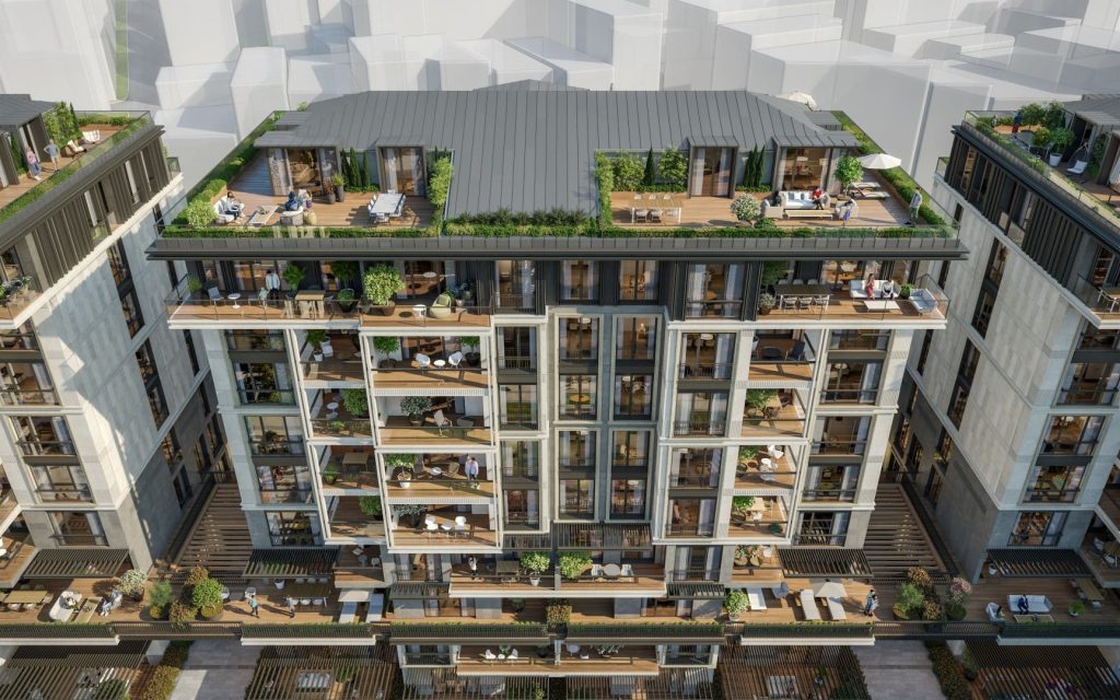 Вид сверху на блок